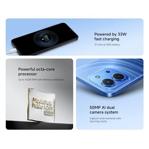 XIAOMI Redmi 15C 4G LTE (Compatible with Tmobile Tello Mint & Global) (256GB + 4GB) Unlocked Dual SIM 6.9" 50MP Model 25078RA3EL (Moonlight Blue)