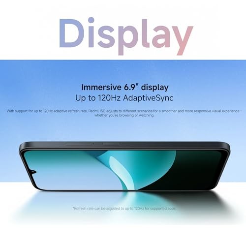 XIAOMI Redmi 15C 4G LTE (Compatible with Tmobile Tello Mint & Global) (256GB + 4GB) Unlocked Dual SIM 6.9" 50MP Model 25078RA3EL (Moonlight Blue)