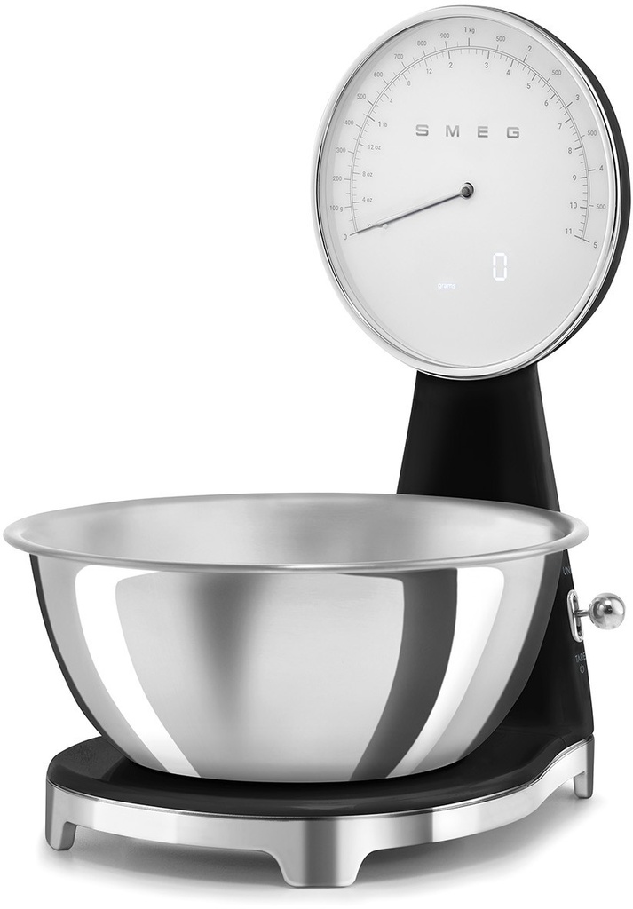 Smeg Ksf01Blww 50's Style Analogue and Rechargeable Digital Kitchen Scales with Removeable Stainless Steel Bowl, Four Units of Measurement and LCD Dis