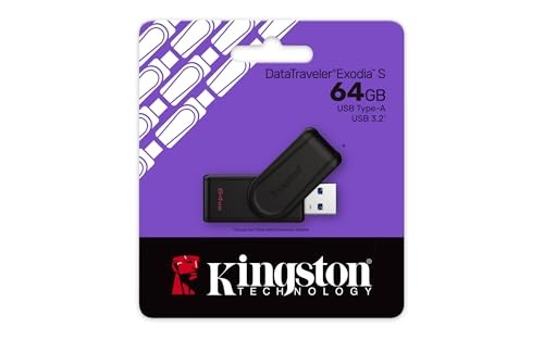 Kingston - DataTraveler Exodia S USB Flash Drive - 64 GB - USB 3.2 (Gen 1) - 1 - Black