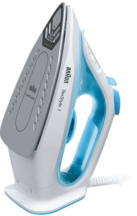 Braun Dampfbügeleisen »TexStyle 1 SI 1050 BL Mit SuperCeramic Bügelsohle, 2000 Watt, Blau«, 2000 W