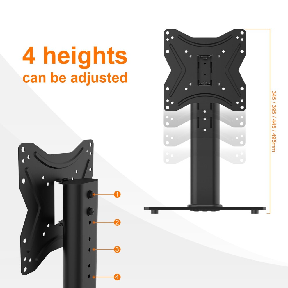 GB1005-2 Universal Table Top Pedestal TV Stand for 17"-43" LCD LED TVs, Height Adjustable TV Base Stand with Tempered