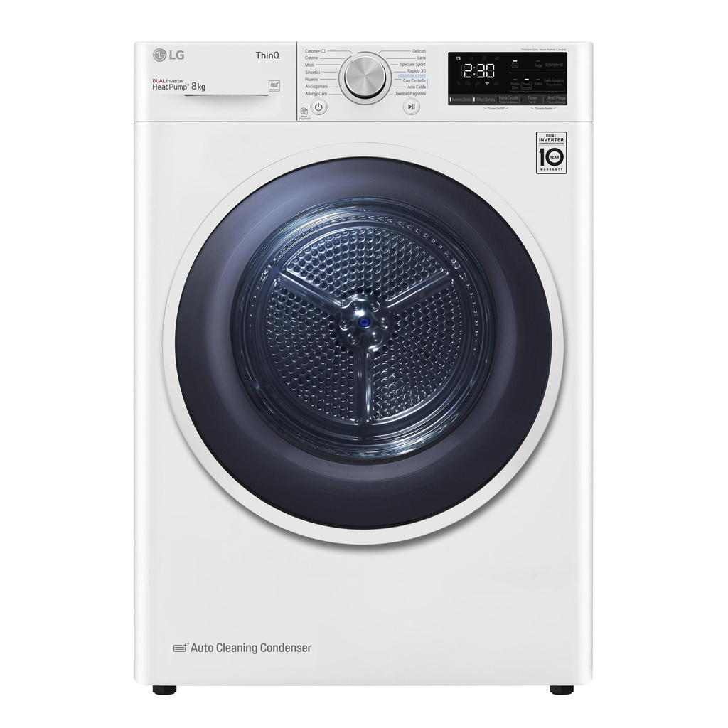 Asciugatrice Lg Wifi Rh80v9avhn 8kg a Pompa Di Calore Classe a+++