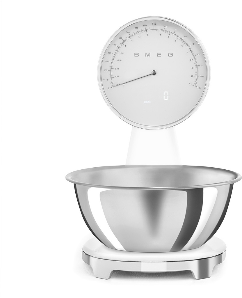 Smeg Bilancia da cucina analogica e digitale Bianco, Lucido Estetica 50's Style KSF01WHWW