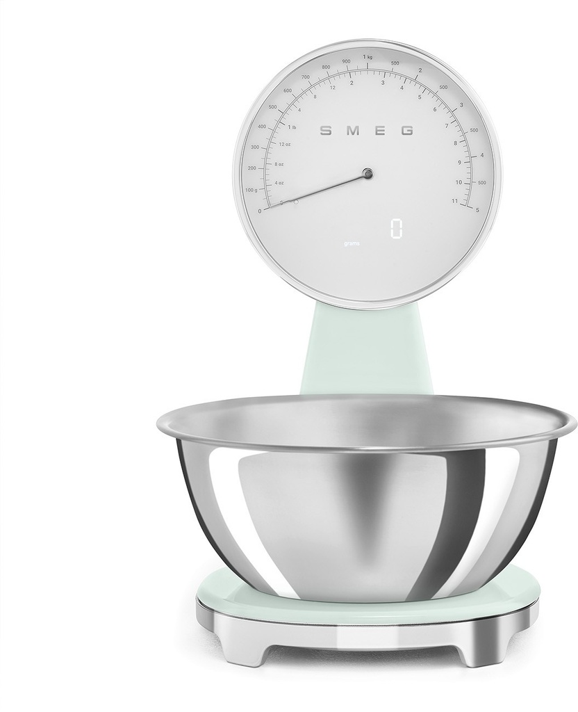 Smeg Bilancia da cucina analogica e digitale Verde pastello, Lucido Estetica 50's Style KSF01PGWW