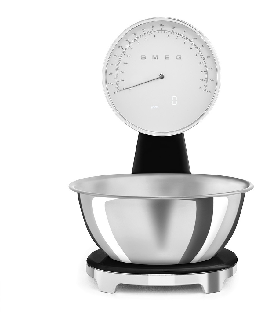 Smeg Bilancia da cucina analogica e digitale Nero, Lucido Estetica 50's Style KSF01BLWW