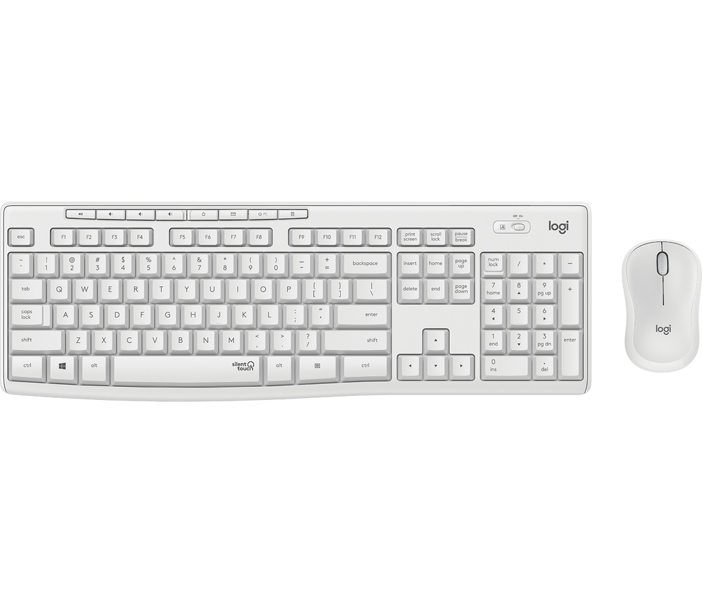 Logitech MK295 Silent Wireless Mouse + Tastiera white