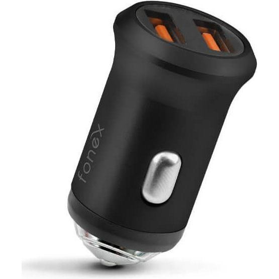 Fonex Alimmentatore Veicolo 2 USB 12w Metal Black