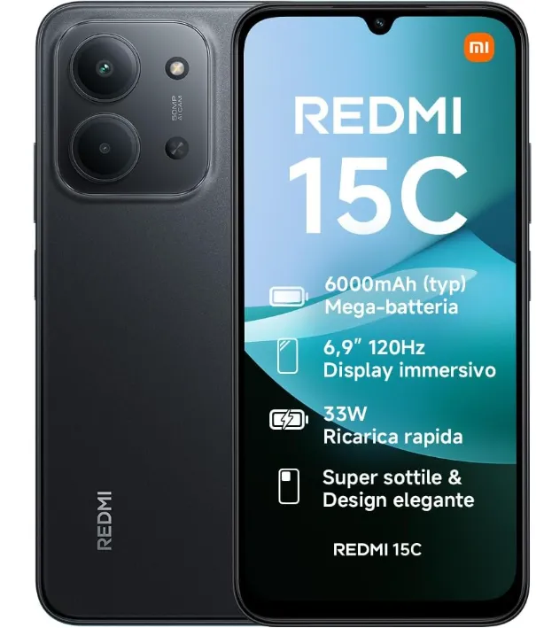 Xiaomi Redmi 15C, Smartphone 4+128GB NERO
