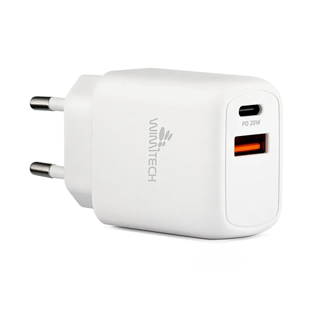 Alimentatore Wimitech 1x usb-c + 1x usb-a bianco