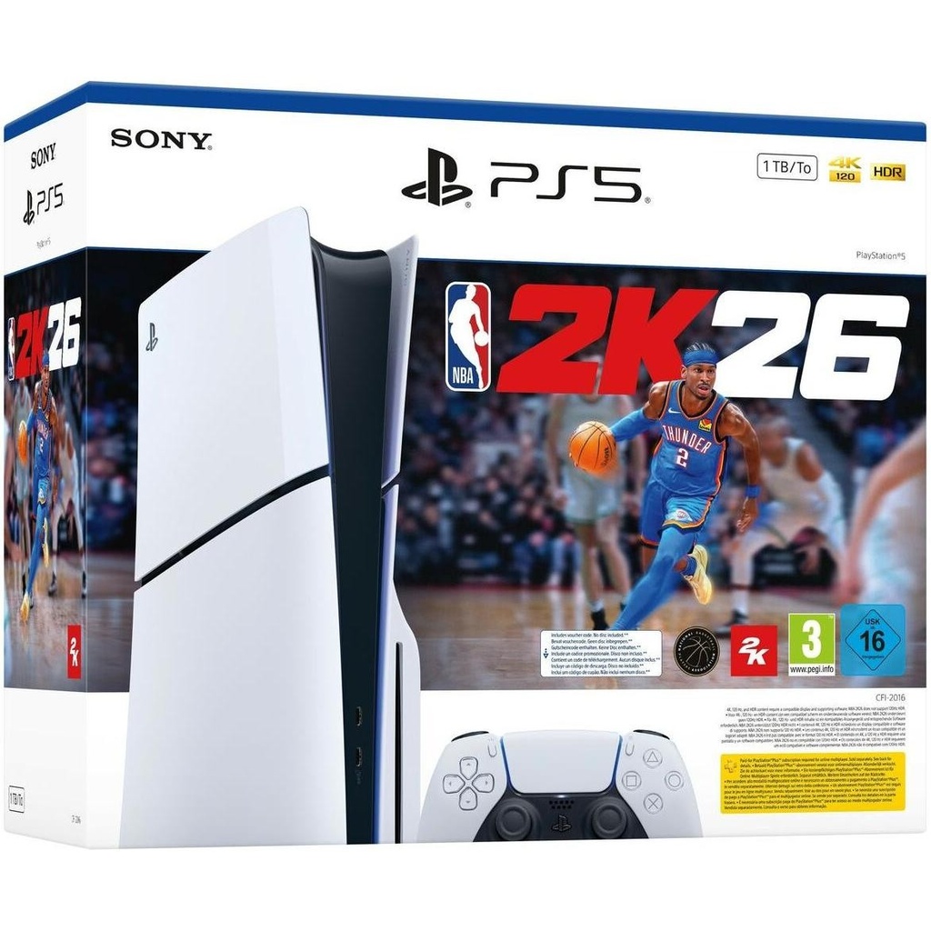 PS5 Sony PlayStation 5 Slim - NBA 2K26 Bundle, Console, Bianco, Nero