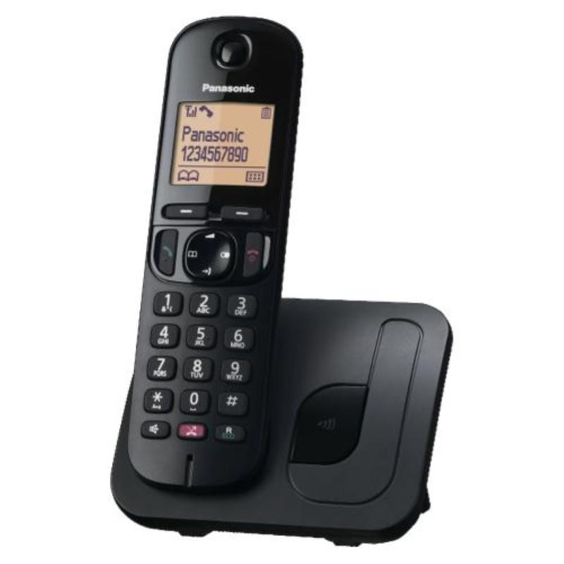 Panasonic KX-TGC250JTB Telefono Cordless Digitale per Anziani Con Blocco Delle Chiamate Indesiderate Display Di Facile Lettura Vivavoce Sveglia Ri