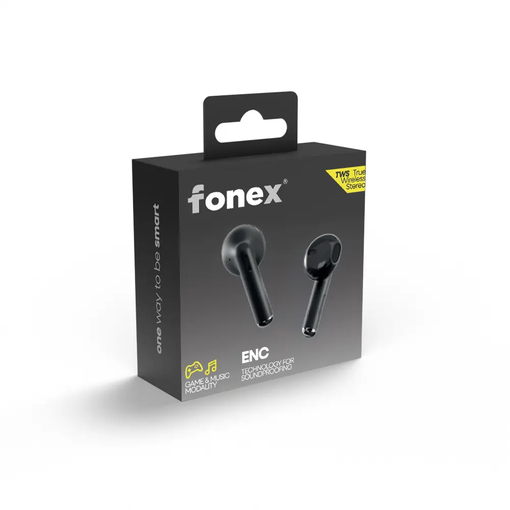 Fonex auricolari Bluetooth BHF3 con custodia di ricarica | Nero