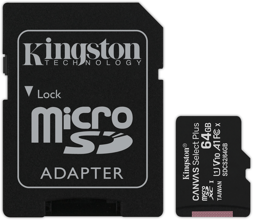Kingston SDCS2/64GB Canvas Select Plus MicroSD Card with Adaptor 64GB