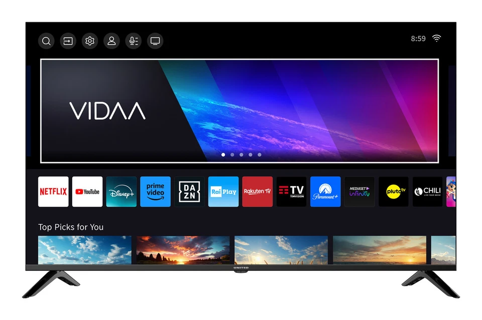 United UNLED50K89VDA TV 127 cm (50") 4K Ultra HD Smart TV Wi-Fi Nero 250 cd/m²