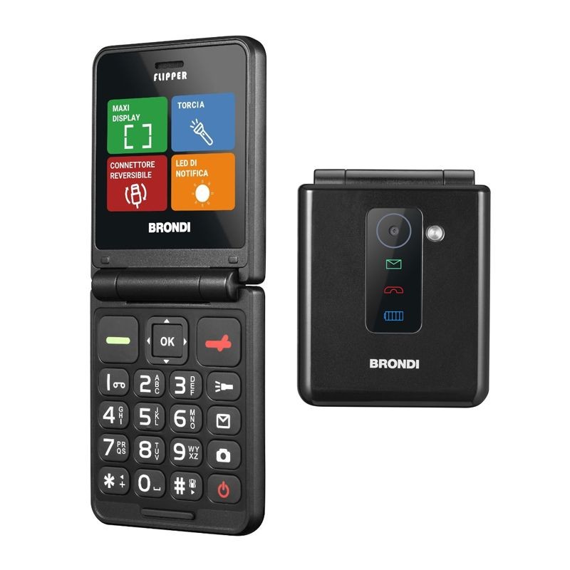 Brondi telefono cellulare Flipper Flip Dual sim | Nero