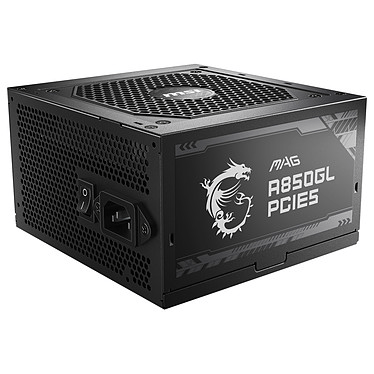 MSI MAG A850GL PCIE5 Alimentatore 850W, 80 Plus Gold, completamente modulare, ATX 3.0, supporto GPU PCIe 5.0, ventola FDB da 120 mm, Full-Bridge LLC, cavi neri piatti