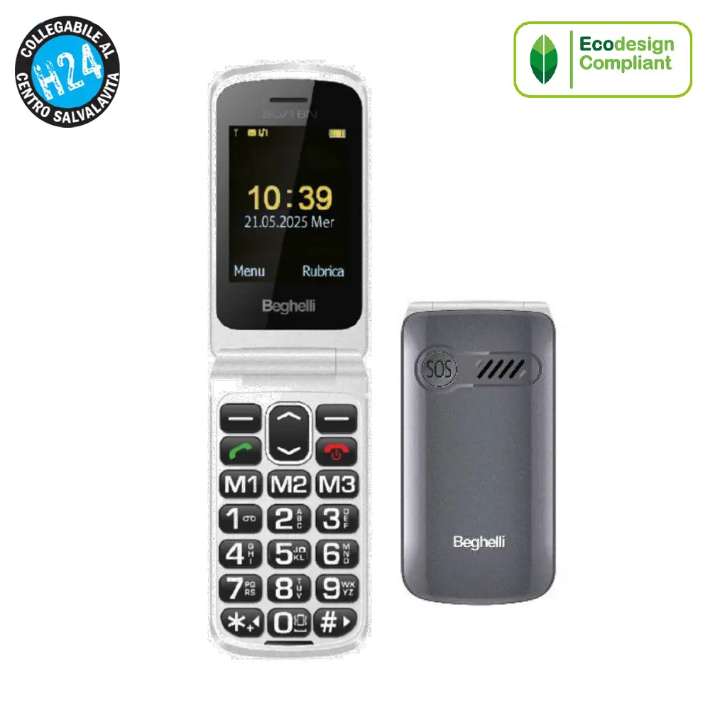 Beghelli telefono cellulare Salvalavita senior flip SLV 18N ECO Dual sim | Grigio