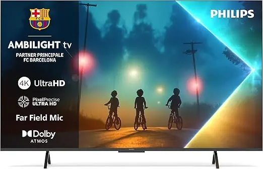 Philips Ambilight 43PUS8200 4K LED Smart TV - Display 43’’ con piattaforma Titan OS, Pixel Precise Ultra HD e Dolby Atmos Sound - Funziona con Alexa e Google Voice Assistant [Classe di efficienza energetica F]