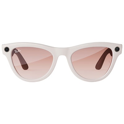 Ray-Ban Meta - Skyler (Gen 1) Glasses with Meta AI, Audio, Photo, Video Compatibility - Pink Lenses - Shiny Chalky Gray