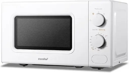 COMFEE' Forno a Microonde Bianco, 20 Litri, 700 W, 5 Livelli di Potenza, Funzione di Scongelamento Rapido, Timer Manuale, Design Compatto-CM-M202CC(WH)