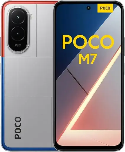 POCO M7, Smartphone 6+128GB, Display FHD+ da 6,9" 144Hz, Snapdragon 685, Doppia fotocamera AI da 50MP, Batteria da 7000mAh, Garanzia di 2 anni, Argento
