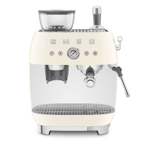 Smeg Macchina per caffè espresso manuale con macinacaffè, Panna Egf03creu